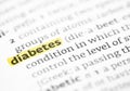 The word diabetes in a dictionary Royalty Free Stock Photo