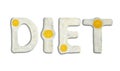 The word DIET from fried egg Royalty Free Stock Photo