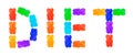 Word DIET made from multicolored gummy bears Royalty Free Stock Photo