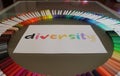 A word diversity whose sheet is among dozens of colored pens