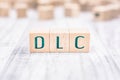 The Word DLC Formed By Wooden Blocks On A White Table Royalty Free Stock Photo