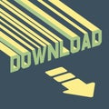 The word download with an arrow. 3d vector