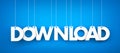 Word Download hanging on blue background Royalty Free Stock Photo