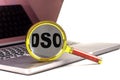 Word DSO on magnifier on laptop , business concept Royalty Free Stock Photo