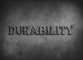 The word durability on a gray background. The concept of power and time