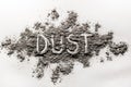 Word dust finger written in a pile of dust