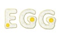 The word EGG from fried egg Royalty Free Stock Photo