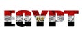 The word Egypt in the colors of the waving Egyptian flag. Country name on isolated background. image - illustration