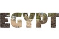 Word EGYPT over symbolic places. Royalty Free Stock Photo