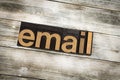 Email Letterpress Word on Wooden Background Royalty Free Stock Photo