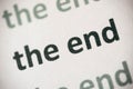 Word the end printed on paper macro Royalty Free Stock Photo