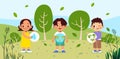 Word environment day children kids girl boy Sustainable eco friendly nature concept