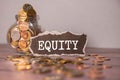 Word EQUITY made with wood building blocks. Royalty Free Stock Photo