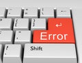 Word Error is written on a computer keyboard. Conceptual image on a computer key Enter