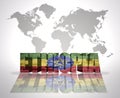 Word Ethiopia on a world map background Royalty Free Stock Photo