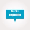 Word expense. Business concept . Labels with text, heart, camera and counters Royalty Free Stock Photo