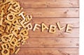 Word fable made with wooden letters