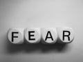 Word fear spelled on dice Royalty Free Stock Photo
