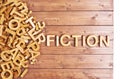 Word fiction made with wooden letters