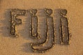 Word Fiji written on a beach Royalty Free Stock Photo