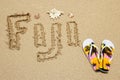 Word Fiji written on a beach Royalty Free Stock Photo