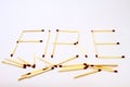 Word fire made out of matches Royalty Free Stock Photo