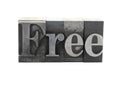 The word 'Free' in metal type Royalty Free Stock Photo