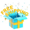 Word free shipping inside a gift box Royalty Free Stock Photo