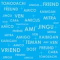 the word friend in different languages. Vector illustration decorative design