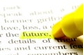 Word future is select in yellow marker on paper