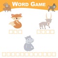 Word game sheet. Complete the words. Animals Theme Names Worksheet. Royalty Free Stock Photo