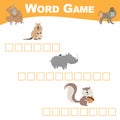 Word game sheet. Complete the words. Animals Theme Names Worksheet Royalty Free Stock Photo