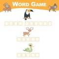 Word game sheet. Complete the words. Animals Theme Names Worksheet Royalty Free Stock Photo