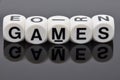 GAMES in letter dice Royalty Free Stock Photo