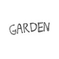 Word- Garden. Grafic illustration of garden theme. Isolated on white background.