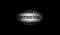 Word genocide highlighted, black and white, english.