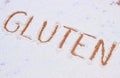 Word gluten written in flour