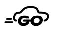 Word Go with car silhouette. Vector lettering on white background Royalty Free Stock Photo