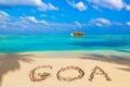 Word Goa on beach Royalty Free Stock Photo