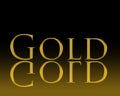 The word gold is written in gold letters on a black background