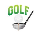 Golf Ball and Driver on White Illustration Royalty Free Stock Photo