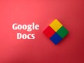 the word Google Docs on a red background