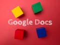 the word Google Docs on a red background