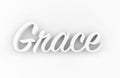Grace - White 3D generated text isolated on white background. Royalty Free Stock Photo