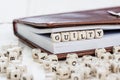 Word GUILTY on old wooden table. Royalty Free Stock Photo