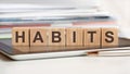 the word habits is written on wooden cubes, concept Royalty Free Stock Photo