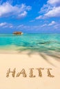 Word Haiti on beach Royalty Free Stock Photo