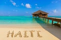 Word Haiti on beach Royalty Free Stock Photo