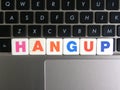 Word Hangup on keyboard background