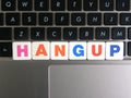 Word Hangup on keyboard background Royalty Free Stock Photo